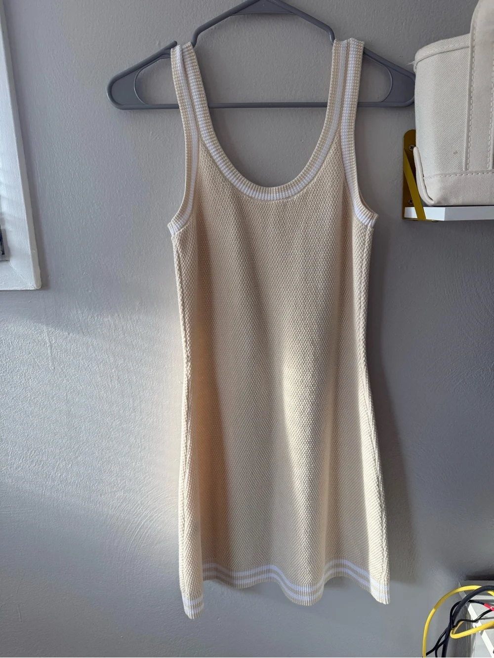 ALO Yoga Tennis Club Sweater Knit Dress in Oatmeal/White
